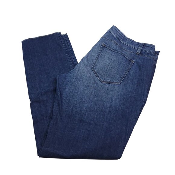 Ann Taylor The Slim Boyfriend Jeans 10 Low Rise Blue Denim Raw Hem Stretch - Picture 1 of 8